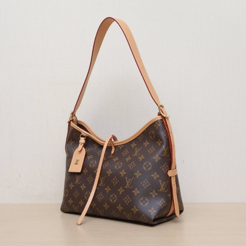 LOUIS VUITTON CARRYALL小號29配子袋老花PVC金扣晶片肩背包-4