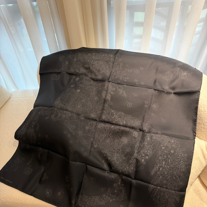 Hermes 黑色花卉馬絲巾🖤超美🖤-4