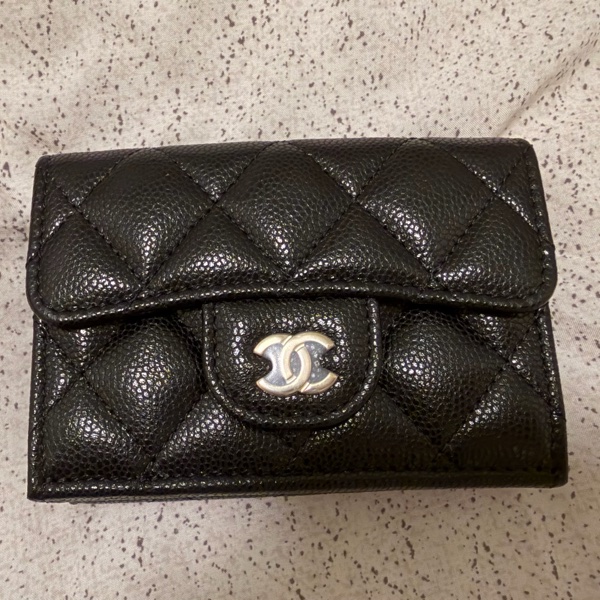 （全新全配）CHANEL 經典口蓋Mini三折短夾 - 黑金-6
