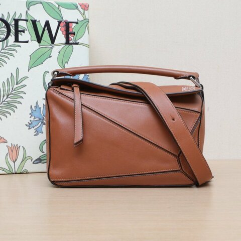 LOEWE Puzzle24幾何包小號金棕色牛皮肩背包