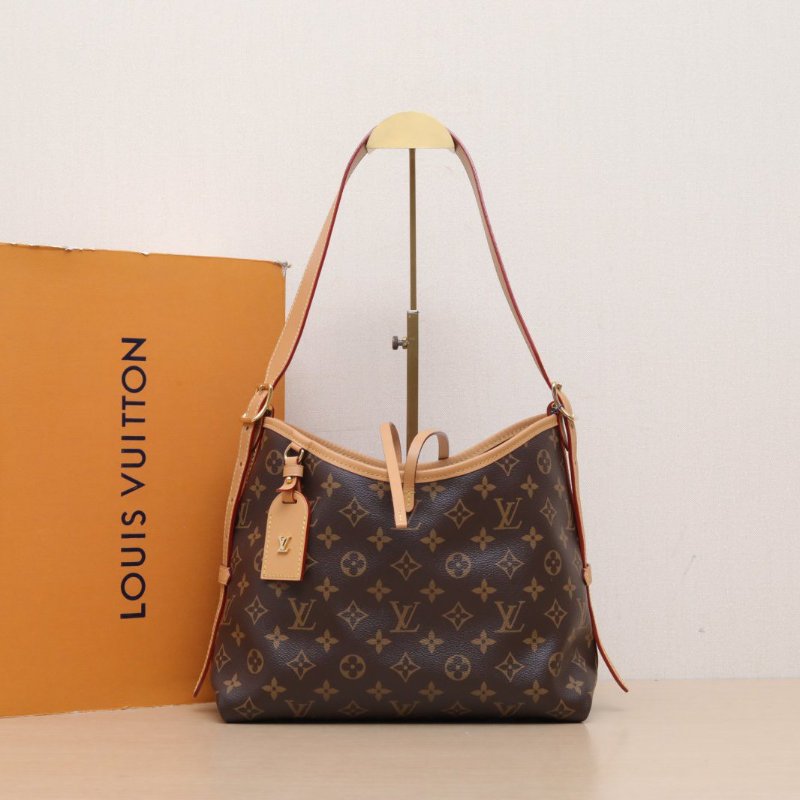 LOUIS VUITTON CARRYALL小號29配子袋PVC金扣晶片老花肩背包-0