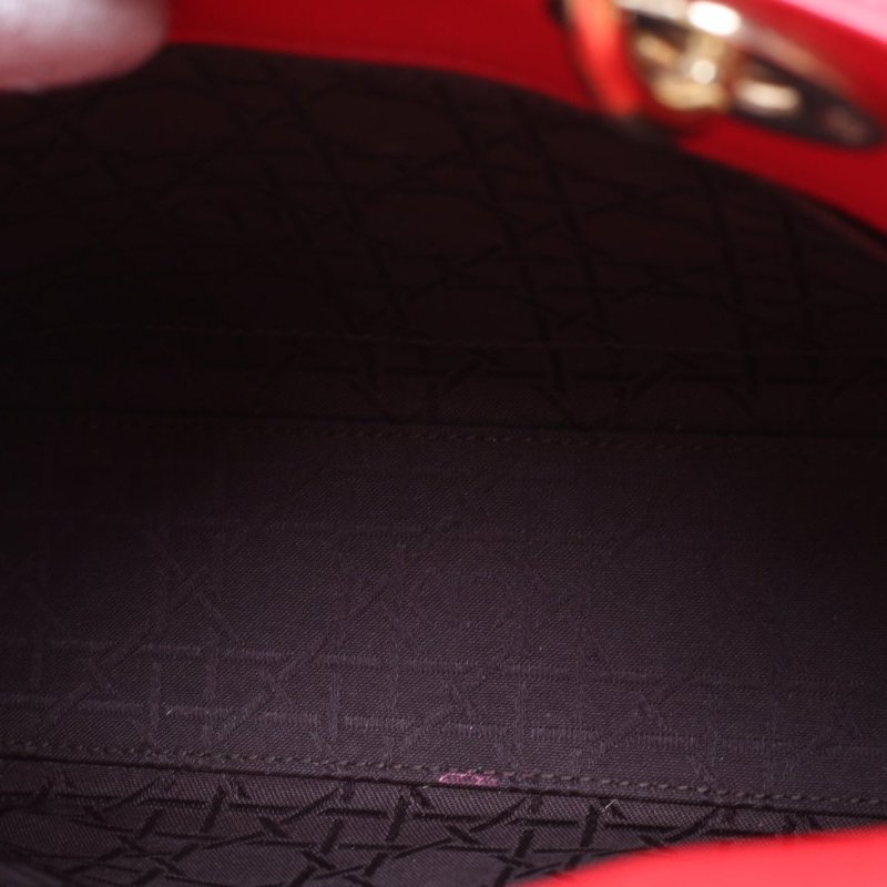 DIOR Lady戴妃包四格徽章肩帶羊皮金扣2017紅色肩背包-2