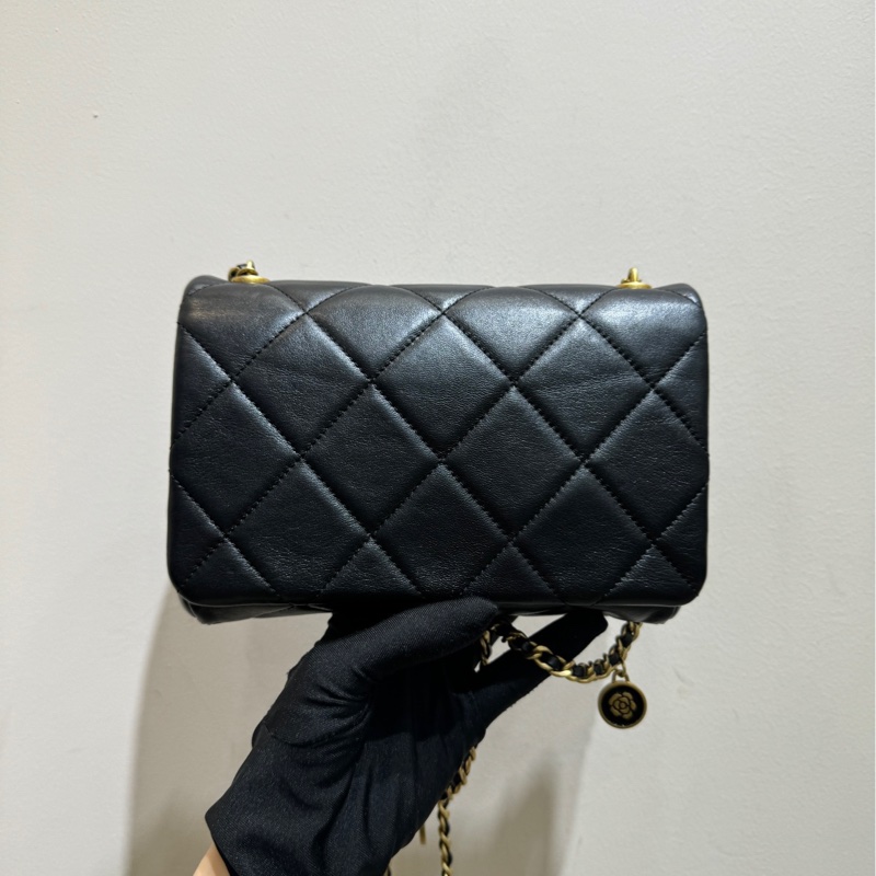 【閒置❤️】 Chanel 24S黑色金幣鏈條肩帶woc包包 斜挎包 金幣山茶花口蓋包-2