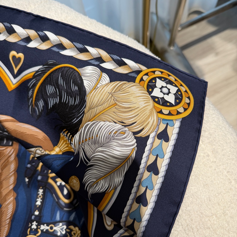 Hermes 心形輓具絲巾 🩵全新💙-1