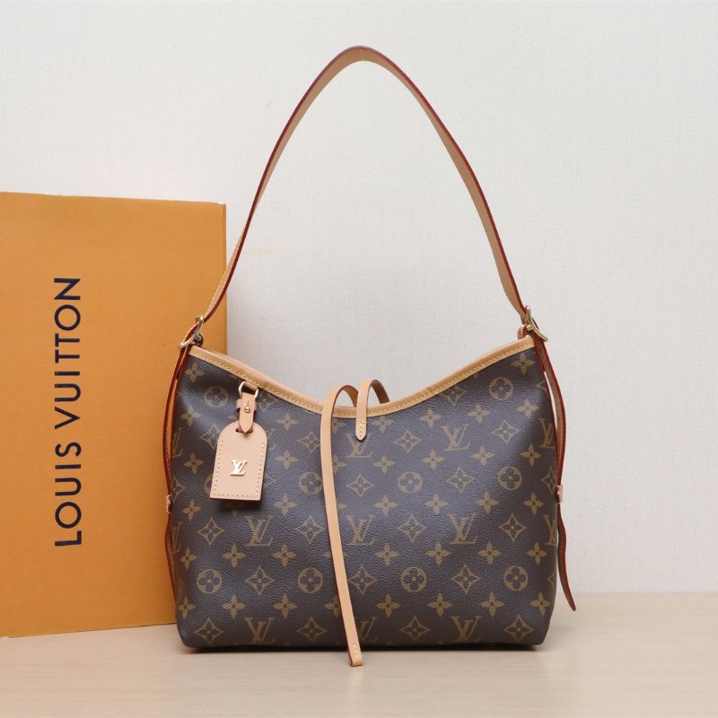 LOUIS VUITTON CARRYALL小號29配子袋老花PVC金扣晶片肩背包-0