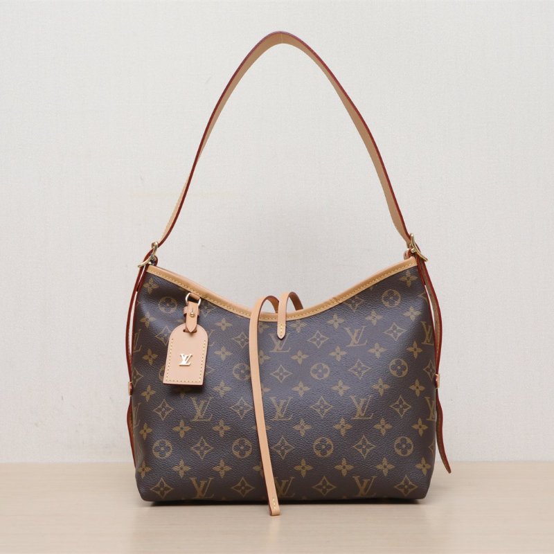 LOUIS VUITTON CARRYALL小號29配子袋老花PVC金扣晶片肩背包-1