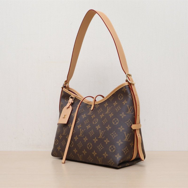 LOUIS VUITTON CARRYALL小號29配子袋老花PVC金扣晶片肩背包-4