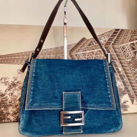 vintage Fendi 大法棍 牛仔 丹寧包 肩背包