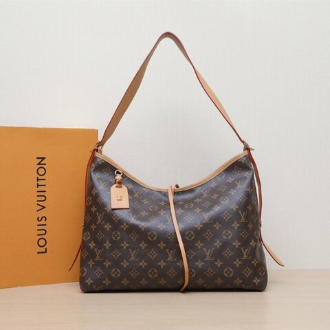 LOUIS VUITTON CARRYALL中號39配子袋老花PVC金扣晶片肩背包
