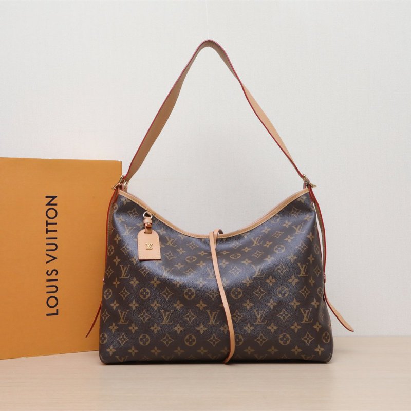 LOUIS VUITTON CARRYALL中號39配子袋老花PVC金扣晶片肩背包-0