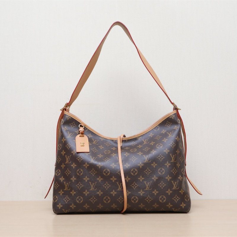 LOUIS VUITTON CARRYALL中號39配子袋老花PVC金扣晶片肩背包-1
