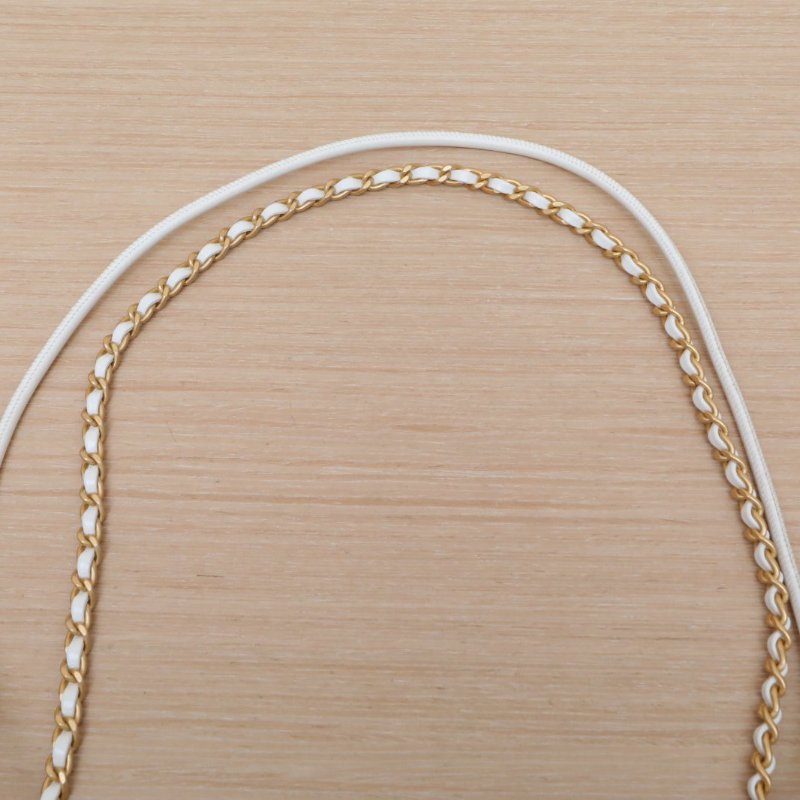 CHANEL 22BagTote托特包Mini20白色牛皮晶片開金扣肩背包-2