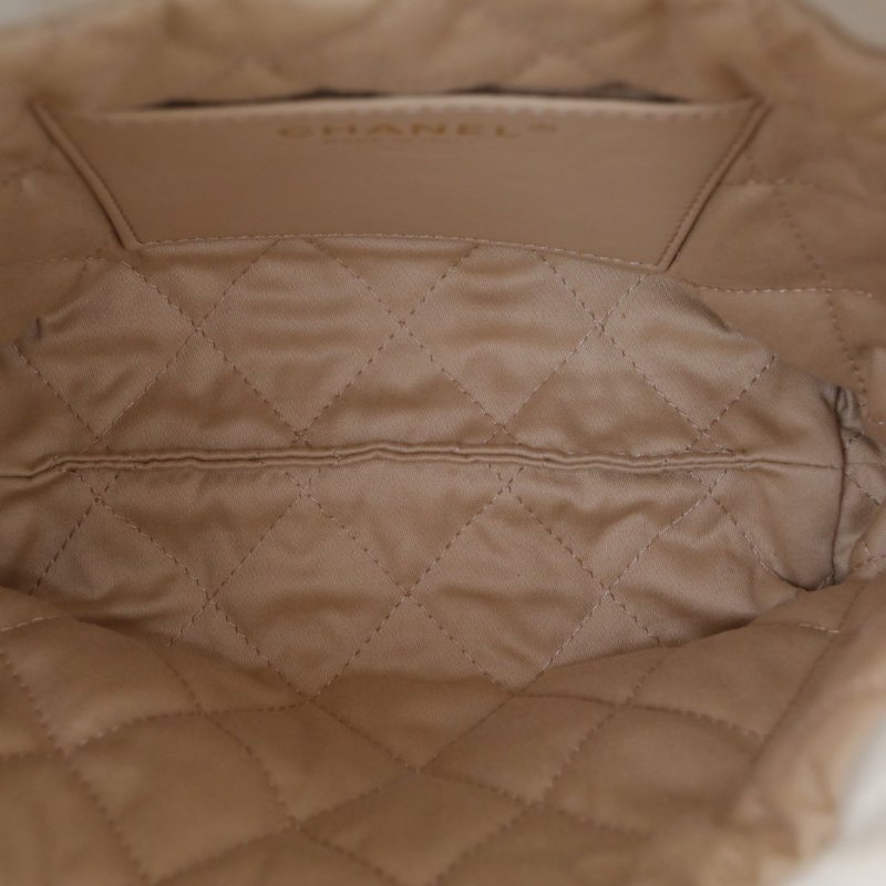 CHANEL 22BagTote托特包Mini20白色牛皮晶片開金扣肩背包-3