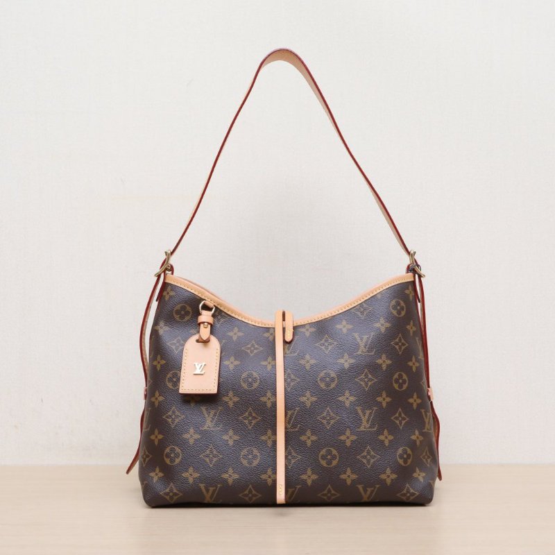 LOUIS VUITTON CARRYALL小號29配子袋老花PVC金扣晶片肩背包-1