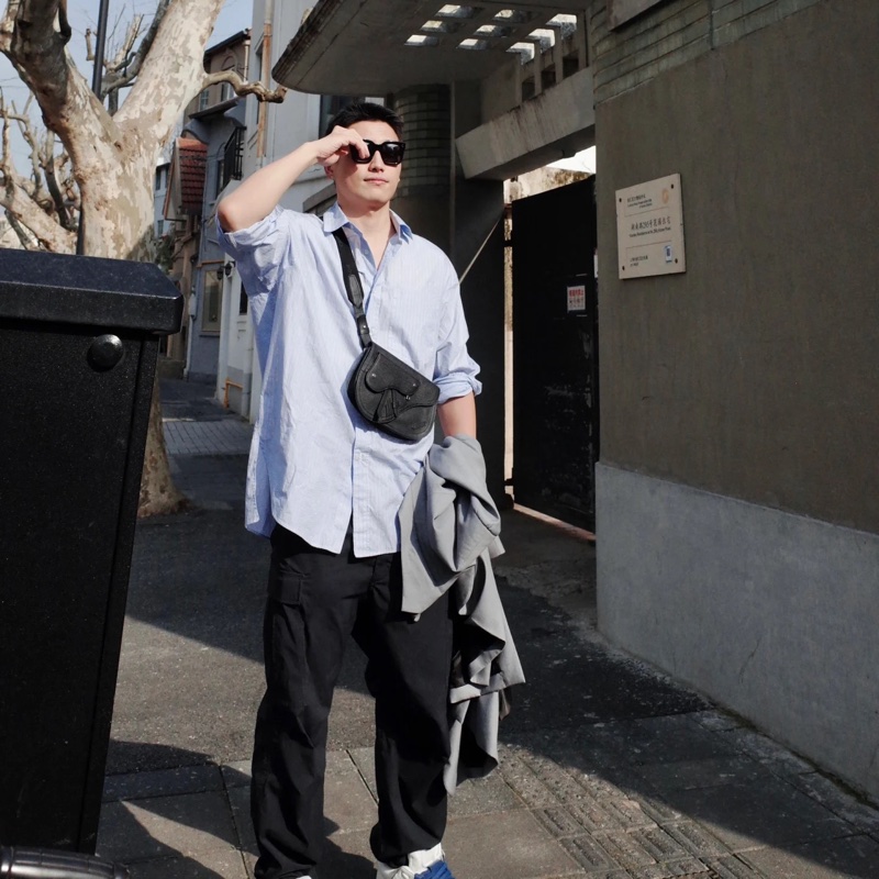 DIOR 迪奧 Saddle 黑色粒面 南柱赫 馬鞍包 胸包 腰包 肩背包 側背包 斜背包-20