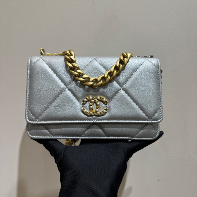【99❤️】Chanel 19bag woc 珠光灰色單肩斜挎包-1