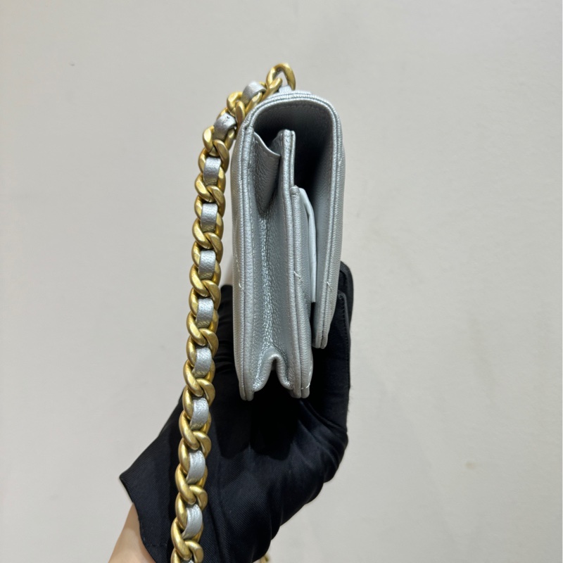 【99❤️】Chanel 19bag woc 珠光灰色單肩斜挎包-3