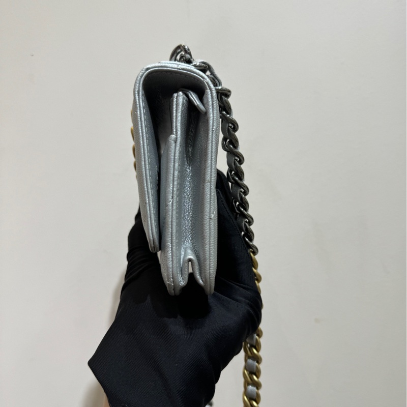 【99❤️】Chanel 19bag woc 珠光灰色單肩斜挎包-4