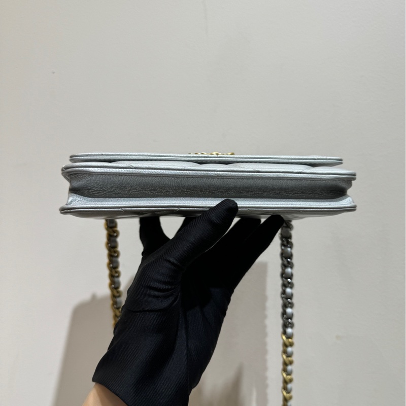 【99❤️】Chanel 19bag woc 珠光灰色單肩斜挎包-5