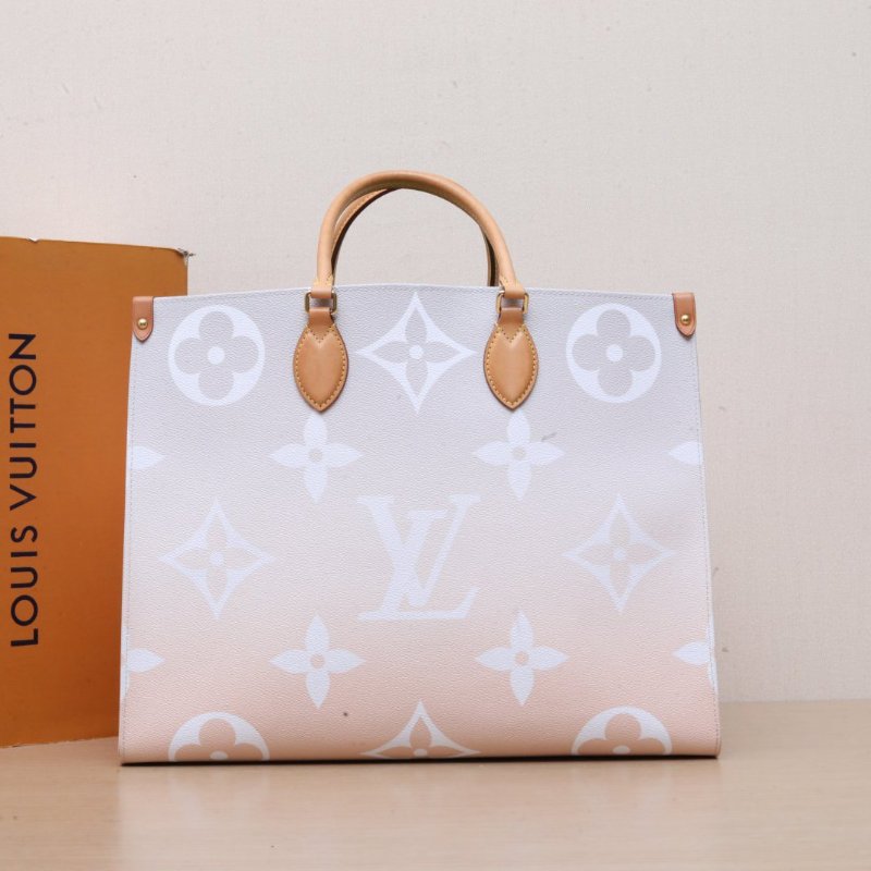 LOUIS VUITTON Onthego大號41粉色PVC金扣晶片夏日系列肩背包-0