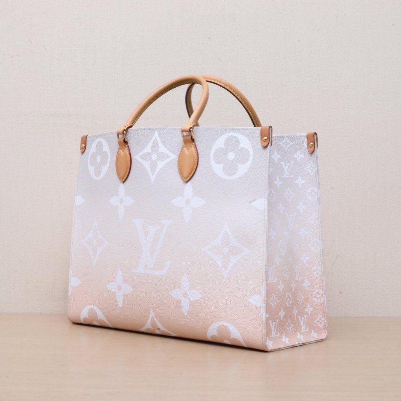 LOUIS VUITTON Onthego大號41粉色PVC金扣晶片夏日系列肩背包-4