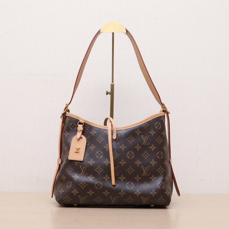 LOUIS VUITTON CARRYALL小號29配子袋老花PVC金扣晶片肩背包-1