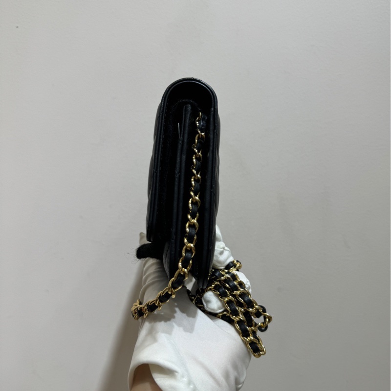 【全🆕 閒置】 Chanel 黑金羊皮發財包woc 單肩斜挎包-4