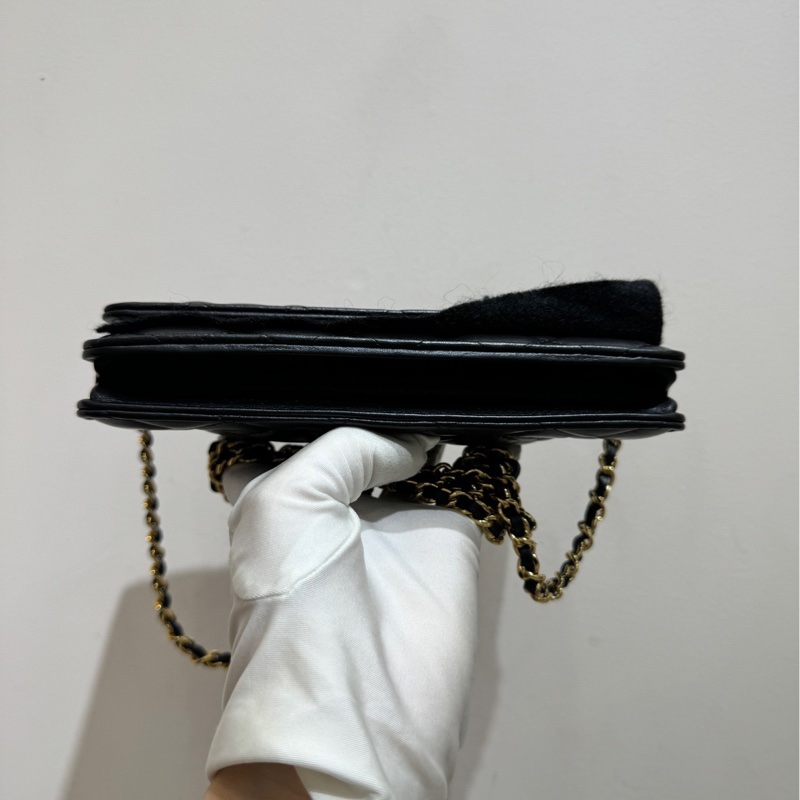 【全🆕 閒置】 Chanel 黑金羊皮發財包woc 單肩斜挎包-5