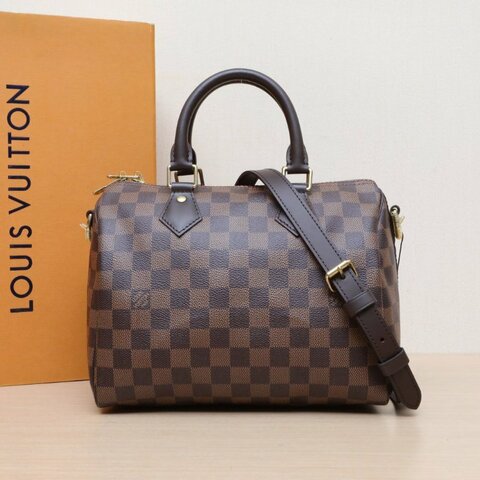 LOUIS VUITTON Sp25配肩帶棕色棋盤格PVC晶片肩背包