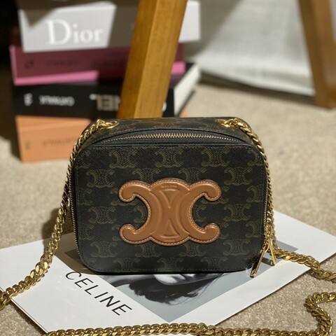 Celine Box Triomphe 棕色老花 斜背包肩背包