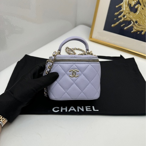 【99❤️】Chanel 21K羊皮香芋紫手柄單肩斜挎包