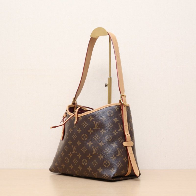 LOUIS VUITTON CARRYALL小號29配子袋老花PVC金扣老花晶片肩背包-4