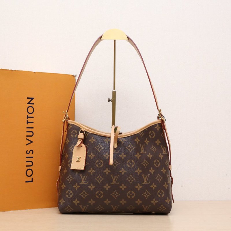 LOUIS VUITTON CARRYALL小號29配子袋老花PVC金扣晶片肩背包-0