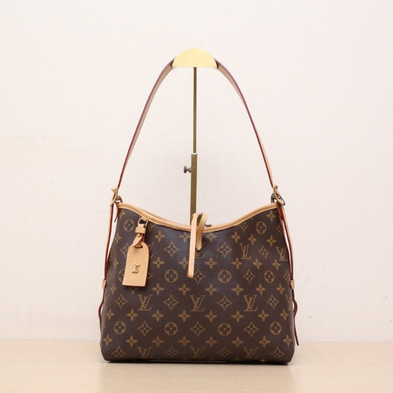 LOUIS VUITTON CARRYALL小號29配子袋老花PVC金扣晶片肩背包-1