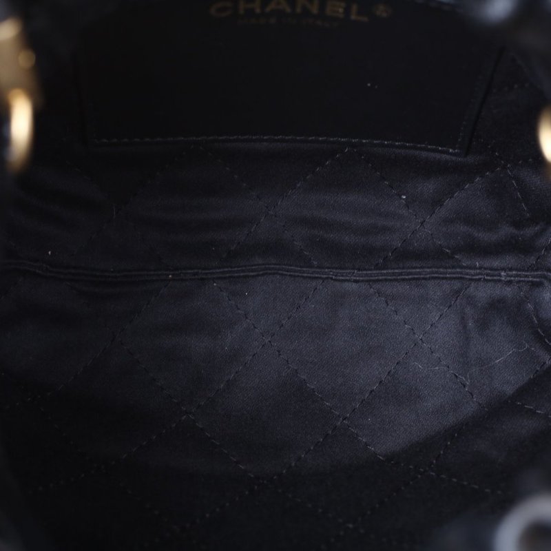 CHANEL 22BagTote托特包Mini20黑色牛皮晶片開金扣肩背包-3