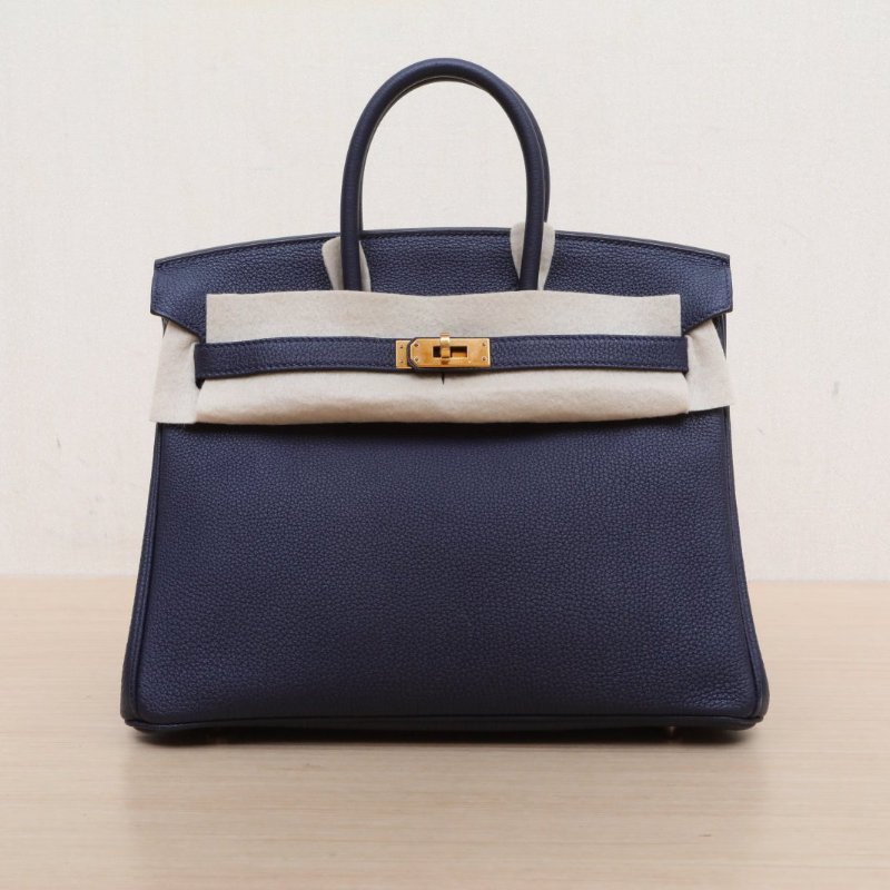 HERMES Birkin252Z午夜藍Togo皮D刻金扣肩背包-1