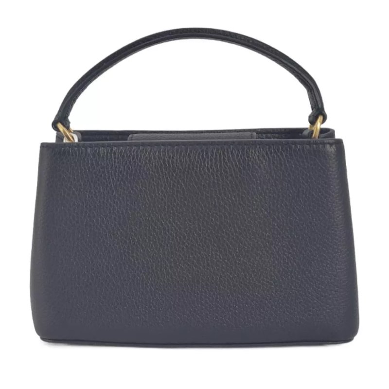 【TORY BURCH】雙T-LOGO素面皮革手提兩用包-黑色-1