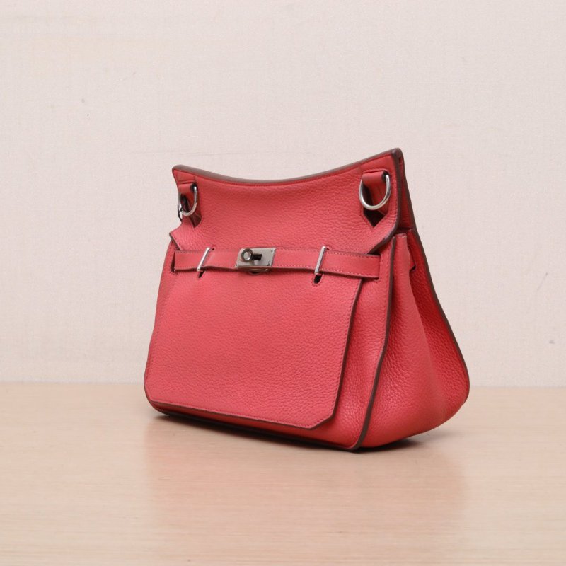 HERMES 吉普賽Jypsiere28A5杜鵑紅TC皮框N銀扣肩背包-3
