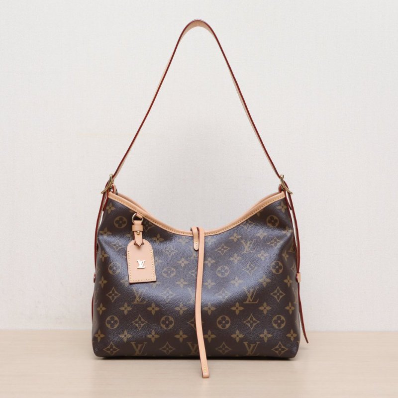 LOUIS VUITTON CARRYALL小號29配子袋老花PVC金扣晶片肩背包-1