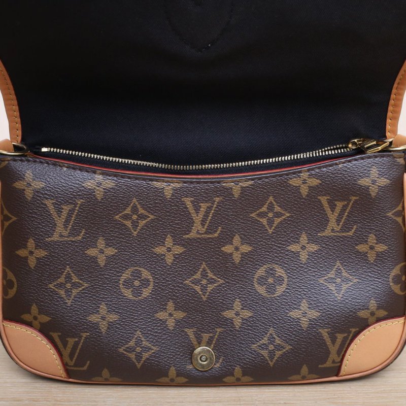 LOUIS VUITTON Diane法棍包24可拆卸黑紫寬肩帶老花PVC晶片肩背包-3