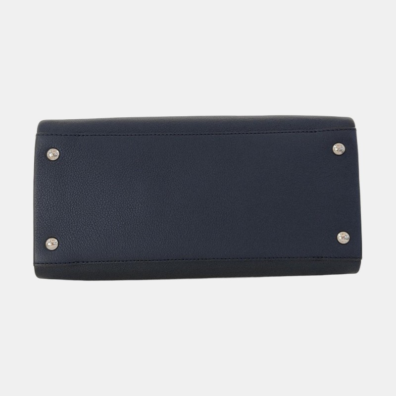 LOUIS VUITTON LOCKME 藍色牛皮流蘇單肩包手提包斜挎包 銀色五金 可拆卸肩帶 9.9新-5