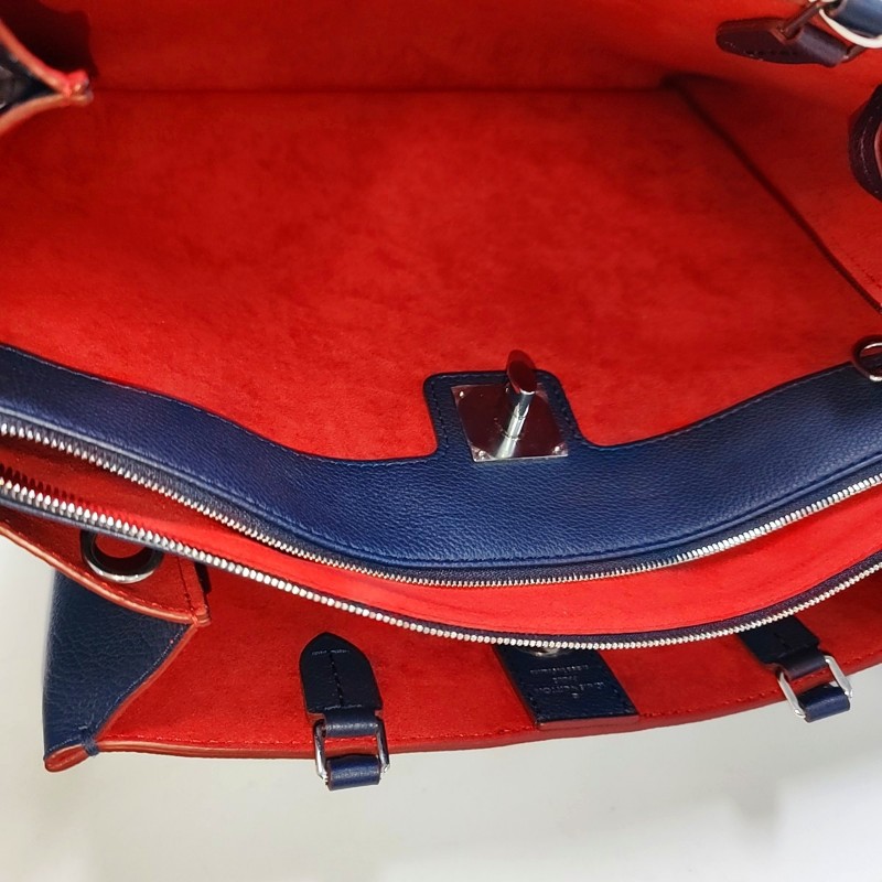 LOUIS VUITTON LOCKME 藍色牛皮流蘇單肩包手提包斜挎包 銀色五金 可拆卸肩帶 9.9新-6