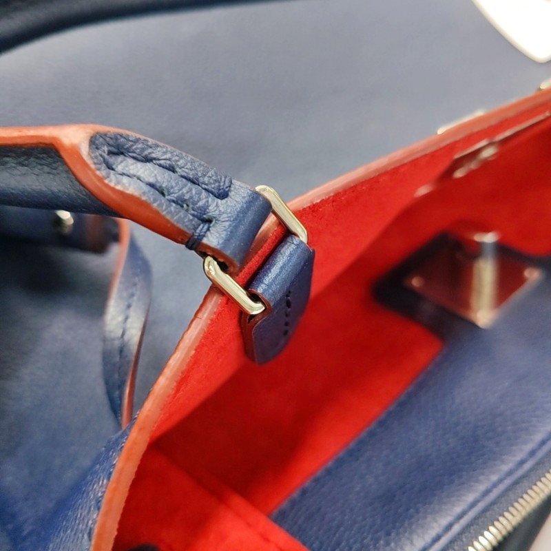 LOUIS VUITTON LOCKME 藍色牛皮流蘇單肩包手提包斜挎包 銀色五金 可拆卸肩帶 9.9新-8