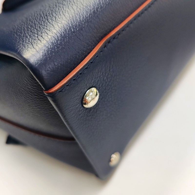 LOUIS VUITTON LOCKME 藍色牛皮流蘇單肩包手提包斜挎包 銀色五金 可拆卸肩帶 9.9新-9