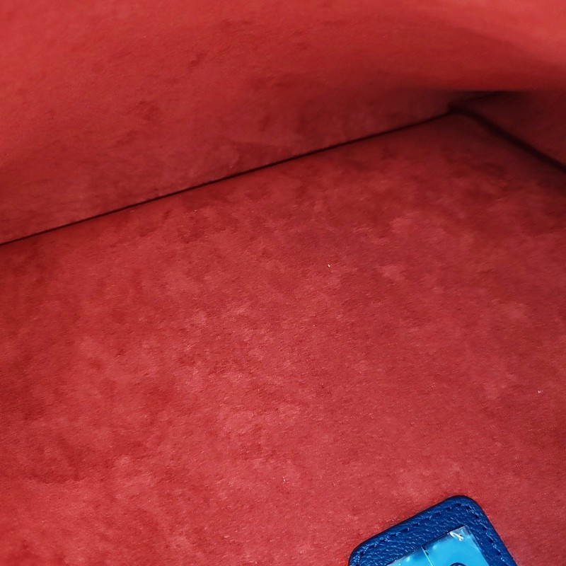 LOUIS VUITTON LOCKME 藍色牛皮流蘇單肩包手提包斜挎包 銀色五金 可拆卸肩帶 9.9新-10