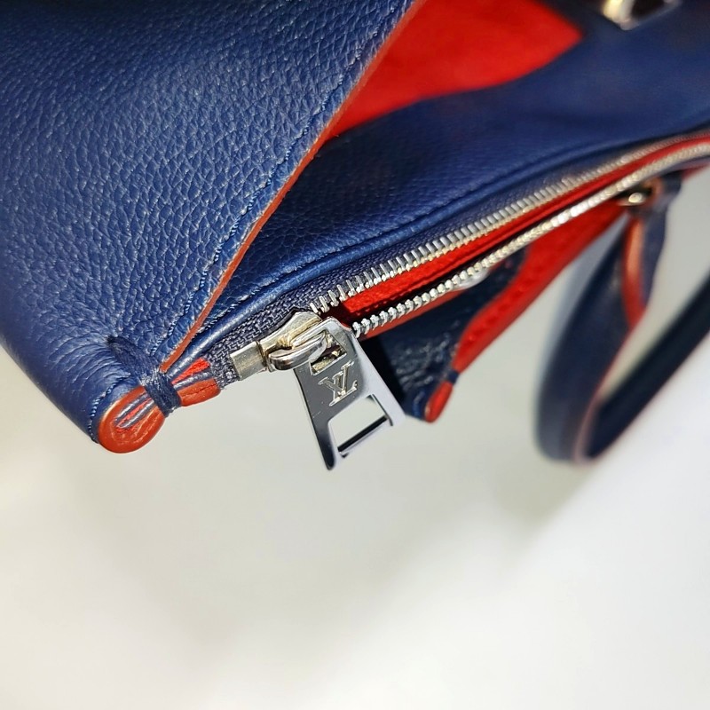 LOUIS VUITTON LOCKME 藍色牛皮流蘇單肩包手提包斜挎包 銀色五金 可拆卸肩帶 9.9新-11