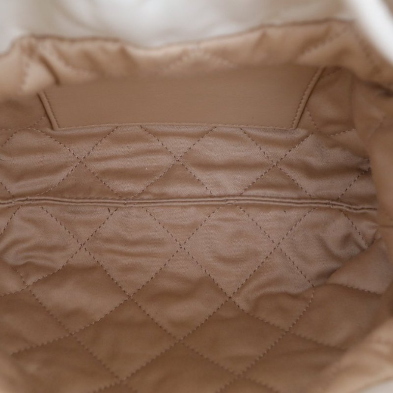 CHANEL 22BagTote托特包Mini20白色牛皮晶片開金扣肩背包-2