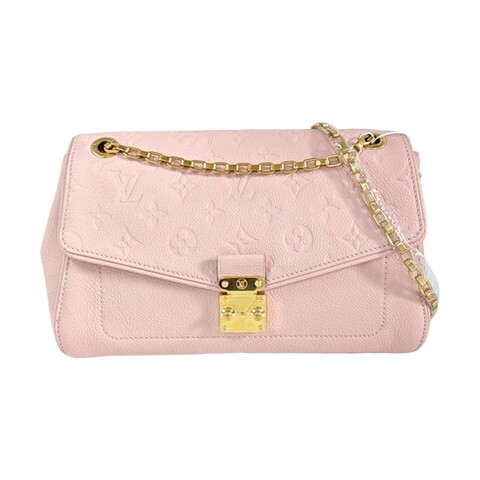 LOUIS VUITTON SAINT-GERMAIN 粉色牛皮老花壓紋單肩包斜挎包 金色五金