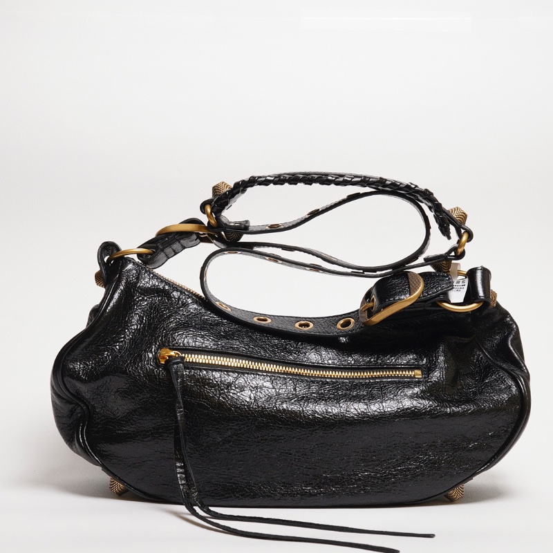 Balenciaga Le cagole半月機車包 - S黑金-1