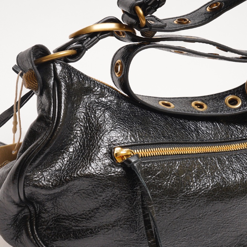 Balenciaga Le cagole半月機車包 - S黑金-3